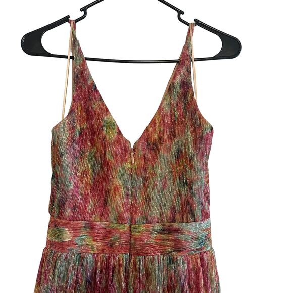 Dress the Population Lorain Abstract Print Metallic Tiered Gown Maxi Dress Sz S - Picture 6 of 7